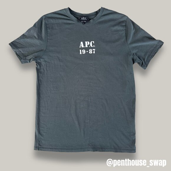 RARE A.P.C. 19-87 Green Logo T-Shirt, Size XL (fits like L)